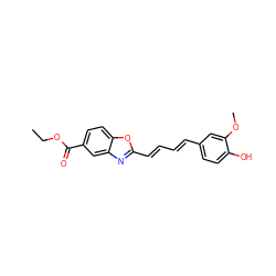 CCOC(=O)c1ccc2oc(/C=C/C=C/c3ccc(O)c(OC)c3)nc2c1 ZINC000027211393