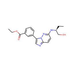 CCOC(=O)c1cccc(-c2cnc3ccc(N[C@@H](CC)CO)nn23)c1 ZINC001772631552