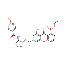 CCOC(=O)c1cccc(O)c1C(=O)c1c(O)cc(C(=O)O[C@@H]2CCC[C@H]2NC(=O)c2ccc(O)cc2)cc1O ZINC000014944191