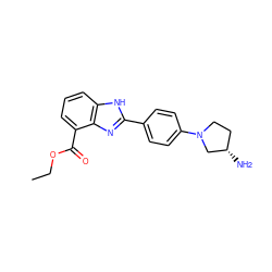 CCOC(=O)c1cccc2[nH]c(-c3ccc(N4CC[C@H](N)C4)cc3)nc12 ZINC000063540120