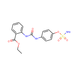 CCOC(=O)c1ccccc1NC(=O)Nc1ccc(OS(N)(=O)=O)cc1 ZINC000084670325