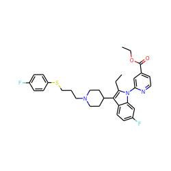 CCOC(=O)c1ccnc(-n2c(CC)c(C3CCN(CCCSc4ccc(F)cc4)CC3)c3ccc(F)cc32)c1 ZINC000299840559