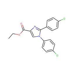 CCOC(=O)c1cn(-c2ccc(Cl)cc2)c(-c2ccc(Cl)cc2)n1 ZINC000013642387