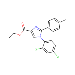 CCOC(=O)c1cn(-c2ccc(Cl)cc2Cl)c(-c2ccc(C)cc2)n1 ZINC000013642402