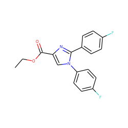 CCOC(=O)c1cn(-c2ccc(F)cc2)c(-c2ccc(F)cc2)n1 ZINC000013642390