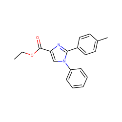 CCOC(=O)c1cn(-c2ccccc2)c(-c2ccc(C)cc2)n1 ZINC000013642378