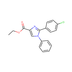 CCOC(=O)c1cn(-c2ccccc2)c(-c2ccc(Cl)cc2)n1 ZINC000013642375