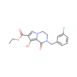 CCOC(=O)c1cn2c(c1O)C(=O)N(Cc1cccc(Cl)c1)CC2 ZINC000028826612