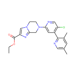 CCOC(=O)c1cn2c(n1)CN(c1cc(-c3ncc(C)cc3C)c(Cl)cn1)CC2 ZINC000149879207