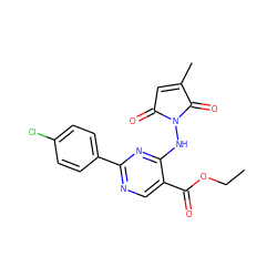 CCOC(=O)c1cnc(-c2ccc(Cl)cc2)nc1NN1C(=O)C=C(C)C1=O ZINC000029391781