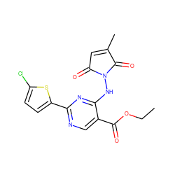 CCOC(=O)c1cnc(-c2ccc(Cl)s2)nc1NN1C(=O)C=C(C)C1=O ZINC000029397737