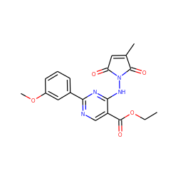 CCOC(=O)c1cnc(-c2cccc(OC)c2)nc1NN1C(=O)C=C(C)C1=O ZINC000029394465