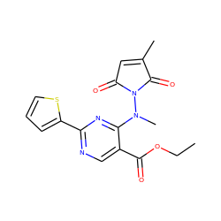 CCOC(=O)c1cnc(-c2cccs2)nc1N(C)N1C(=O)C=C(C)C1=O ZINC000029395238