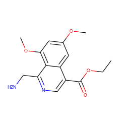 CCOC(=O)c1cnc(CN)c2c(OC)cc(OC)cc12 ZINC000000008765