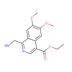 CCOC(=O)c1cnc(CN)c2cc(OC)c(OC)cc12 ZINC000029327319