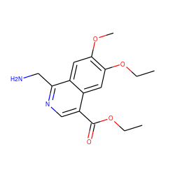 CCOC(=O)c1cnc(CN)c2cc(OC)c(OCC)cc12 ZINC000029338799