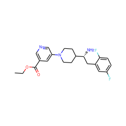 CCOC(=O)c1cncc(N2CCC([C@H](N)Cc3cc(F)ccc3F)CC2)c1 ZINC000066112402