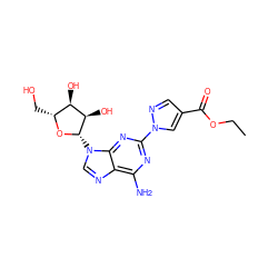 CCOC(=O)c1cnn(-c2nc(N)c3ncn([C@@H]4O[C@H](CO)[C@@H](O)[C@H]4O)c3n2)c1 ZINC000013818926