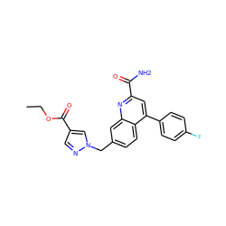 CCOC(=O)c1cnn(Cc2ccc3c(-c4ccc(F)cc4)cc(C(N)=O)nc3c2)c1 ZINC000205635171