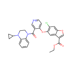 CCOC(=O)c1coc2cc(Cl)c(Oc3ccncc3C(=O)N3CCN(C4CC4)c4ccccc43)cc12 ZINC000169349711