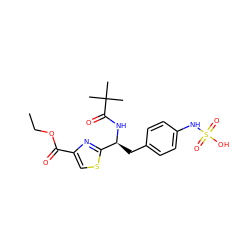 CCOC(=O)c1csc([C@H](Cc2ccc(NS(=O)(=O)O)cc2)NC(=O)C(C)(C)C)n1 ZINC000114376950