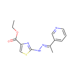 CCOC(=O)c1csc(N/N=C(\C)c2cccnc2)n1 ZINC000043018482