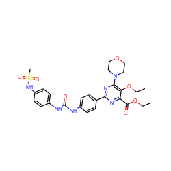 CCOC(=O)c1nc(-c2ccc(NC(=O)Nc3ccc(NS(C)(=O)=O)cc3)cc2)nc(N2CCOCC2)c1OCC ZINC000198463760