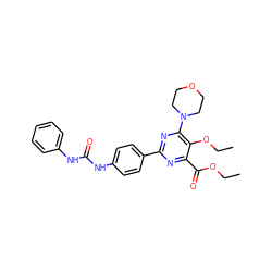 CCOC(=O)c1nc(-c2ccc(NC(=O)Nc3ccccc3)cc2)nc(N2CCOCC2)c1OCC ZINC000118160989