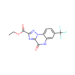 CCOC(=O)c1nc2c(=O)[nH]c3cc(C(F)(F)F)ccc3n2n1 ZINC000013798615