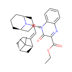 CCOC(=O)c1nc2ccccc2n([C@H]2C[C@@H]3CCC[C@H](C2)N3C/C=C2\CC[C@H]3C[C@H]2C3(C)C)c1=O ZINC000169707546