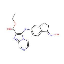 CCOC(=O)c1nc2cnccn2c1Nc1ccc2c(c1)CC/C2=N\O ZINC000066066311