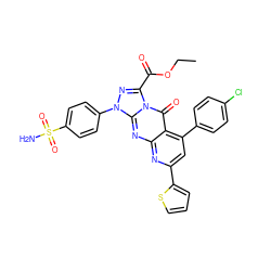 CCOC(=O)c1nn(-c2ccc(S(N)(=O)=O)cc2)c2nc3nc(-c4cccs4)cc(-c4ccc(Cl)cc4)c3c(=O)n12 ZINC001772637974