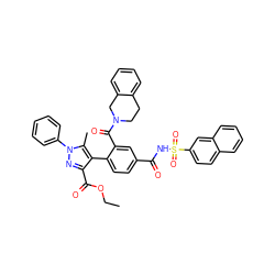 CCOC(=O)c1nn(-c2ccccc2)c(C)c1-c1ccc(C(=O)NS(=O)(=O)c2ccc3ccccc3c2)cc1C(=O)N1CCc2ccccc2C1 ZINC000084654243