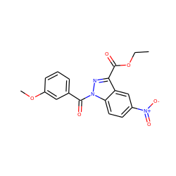 CCOC(=O)c1nn(C(=O)c2cccc(OC)c2)c2ccc([N+](=O)[O-])cc12 ZINC000096273858