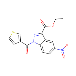 CCOC(=O)c1nn(C(=O)c2ccsc2)c2ccc([N+](=O)[O-])cc12 ZINC000096273857