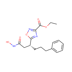 CCOC(=O)c1noc([C@H](CCCc2ccccc2)CC(=O)NO)n1 ZINC000028701994