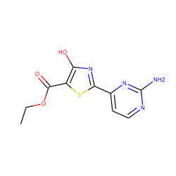 CCOC(=O)c1sc(-c2ccnc(N)n2)nc1O ZINC000169342571