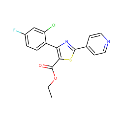 CCOC(=O)c1sc(-c2ccncc2)nc1-c1ccc(F)cc1Cl ZINC000169338441