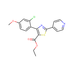 CCOC(=O)c1sc(-c2ccncc2)nc1-c1ccc(OC)cc1Cl ZINC000169338446