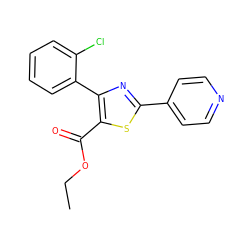 CCOC(=O)c1sc(-c2ccncc2)nc1-c1ccccc1Cl ZINC000169338439