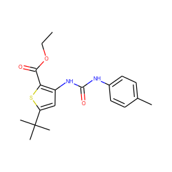 CCOC(=O)c1sc(C(C)(C)C)cc1NC(=O)Nc1ccc(C)cc1 ZINC000028221610