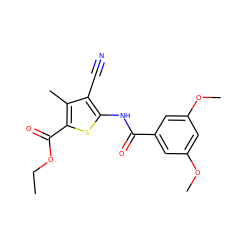 CCOC(=O)c1sc(NC(=O)c2cc(OC)cc(OC)c2)c(C#N)c1C ZINC000001965160