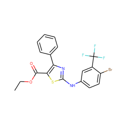 CCOC(=O)c1sc(Nc2ccc(Br)c(C(F)(F)F)c2)nc1-c1ccccc1 ZINC000299858283