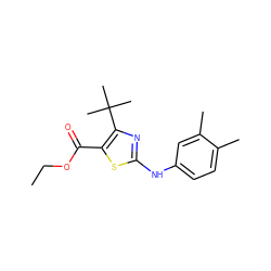 CCOC(=O)c1sc(Nc2ccc(C)c(C)c2)nc1C(C)(C)C ZINC000299871234