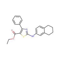 CCOC(=O)c1sc(Nc2ccc3c(c2)CCCC3)nc1-c1ccccc1 ZINC000205187896