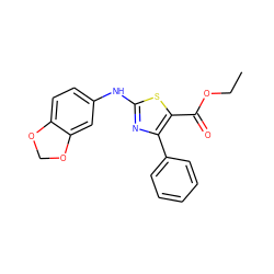 CCOC(=O)c1sc(Nc2ccc3c(c2)OCO3)nc1-c1ccccc1 ZINC000299859599