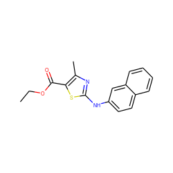 CCOC(=O)c1sc(Nc2ccc3ccccc3c2)nc1C ZINC000299869487