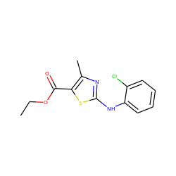 CCOC(=O)c1sc(Nc2ccccc2Cl)nc1C ZINC000000196212