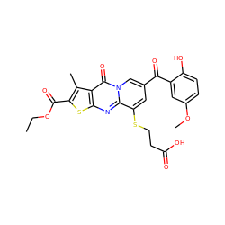 CCOC(=O)c1sc2nc3c(SCCC(=O)O)cc(C(=O)c4cc(OC)ccc4O)cn3c(=O)c2c1C ZINC000003426150