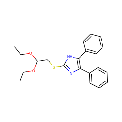 CCOC(CSc1nc(-c2ccccc2)c(-c2ccccc2)[nH]1)OCC ZINC000000599763